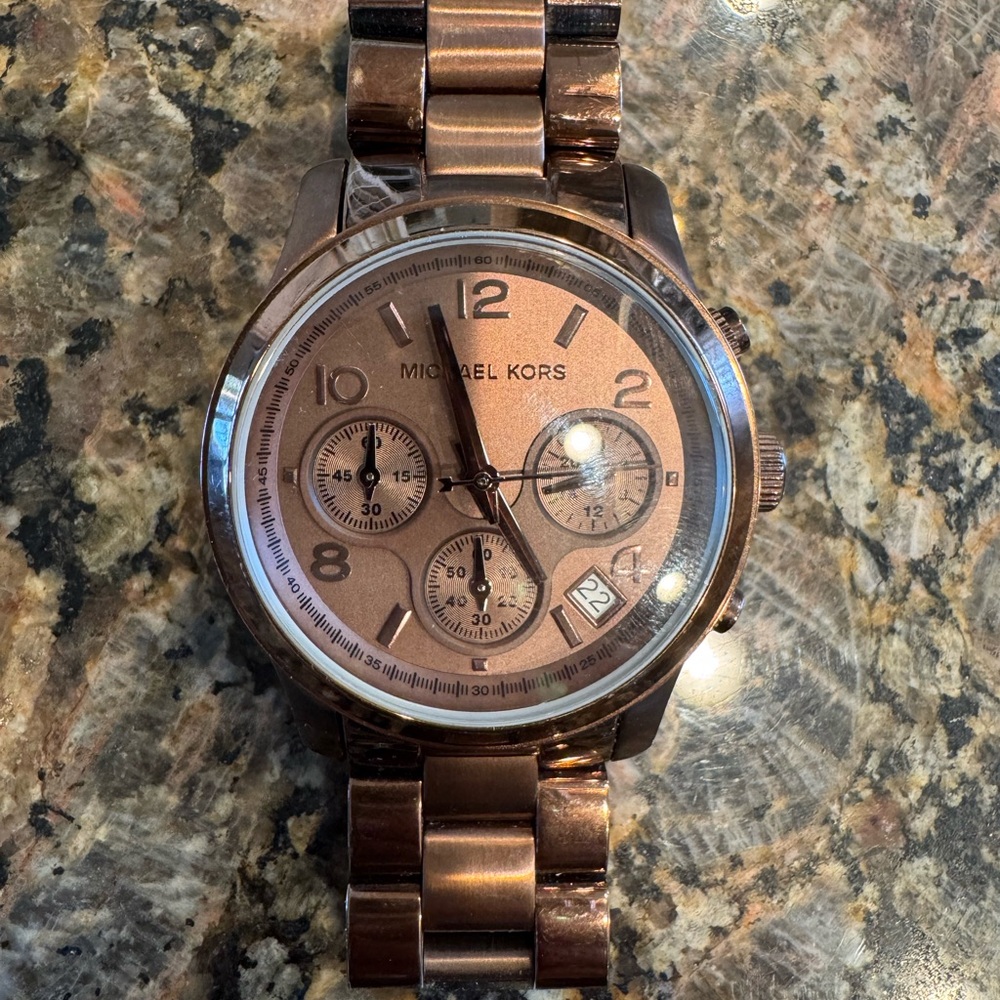 Michael Kors Runway Chronograph Watch Women 38mm Chocolate Brown  MK5492